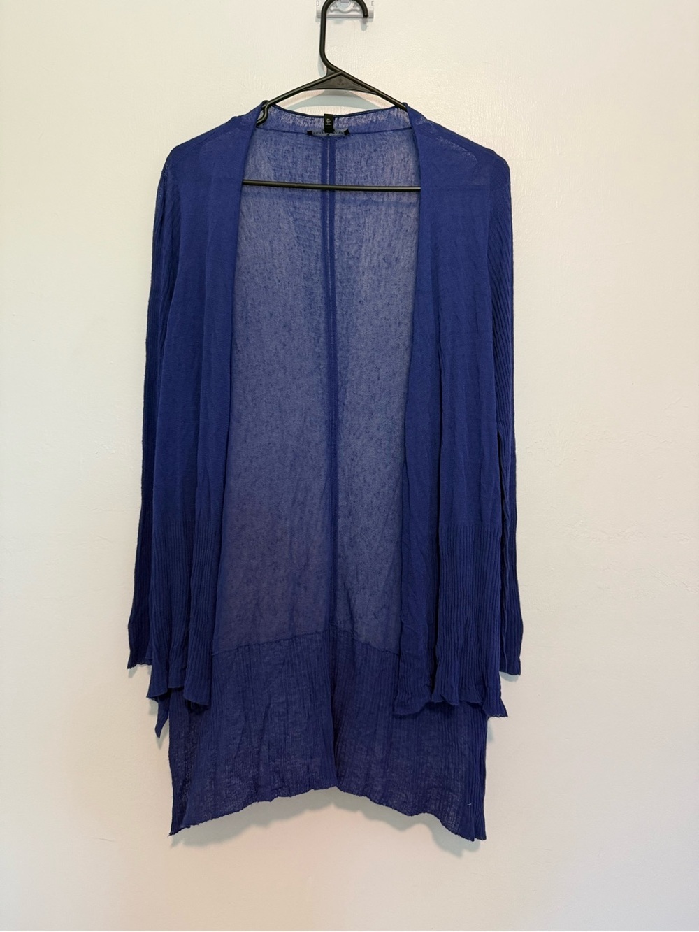 Eileen Fisher Blue Linen/Viscose Open Front Cardigan Sweater Size Petite S